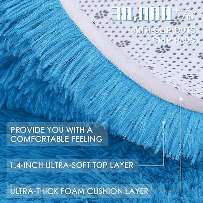 OLANLY 5x7 Machine Washable Large Area Rugs for Living Room, Bedroom, Soft Fluffy Shaggy Bedside Rug, Indoor Floor Carpet for Kids Girls and Boys, Dorms, Nursery, Home Decor Aesthetic, Bright Blue