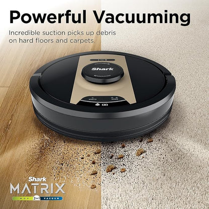 Shark IQ 2-in-1 Robot Vacuum and Mop with Row-by-Row Cleaning, Perfect for Pet Hair, Compatible with Alexa, No Self-Empty Base, Black/Bronze, RV2410WD