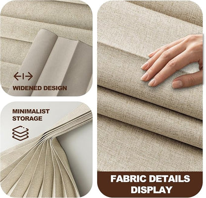 ILRON Accordion Folding Room Partition with Ceiling Track - Retractable Room Divider Curtain, Effortless Setup(Beige 180" W x 96" L-Pack of 1)