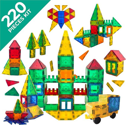 Tytan Tiles 220-Piece Supersized Magnetic Tiles Building Set, 1000s of Creations, Large 3D Castles, Massive Vehicles, & Rocket Ships, Kids’ STEM Toy, Architecture, Innovative Play, Ages 3 and Up