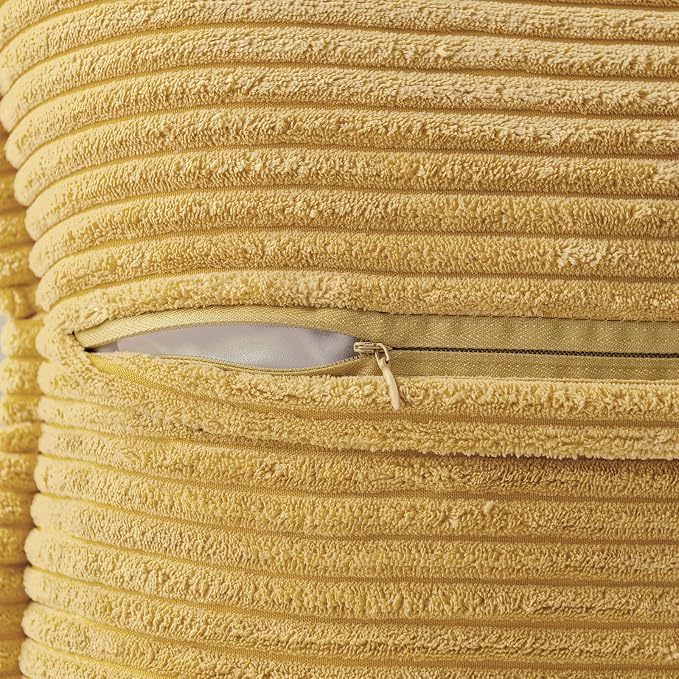 MIULEE Decorative Lumbar Throw Pillow Covers for Couch Bed Livingroom 12x20 Inch Set of 2 Gold Boho Accent Throw Pllows Broadside Striped Patchwork Soft Corduroy Summer Pillowcases