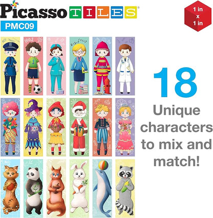 PicassoTiles Magnetic Expression Puzzle Toy Building Block Mix & Match Cubes Cubes Magnet Pre-School Sensory Toys Gifts Educational STEM Learning Kit for Kid, Baby Toddler Age 3 and Up 9 Piece PMC09