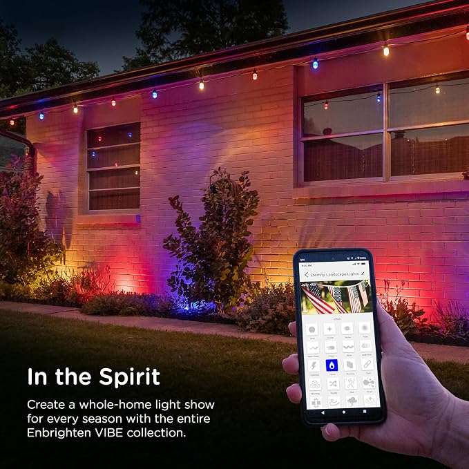 Enbrighten Vibe Eternity Garden Lights, 33ft, 8 RGBWIC LEDs, Waterproof, Uplights, Outdoor Landscape Lighting, Home Exterior Spotlight, Smart App, Works with Alexa, Google Home, 83789