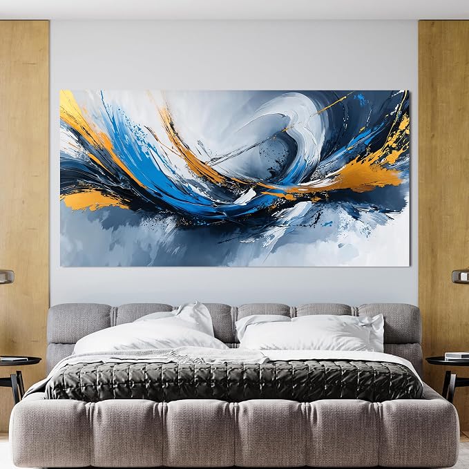 Canvas Wall Art Decor Modern Abstract Aesthetics Wall Art For Living Room Decor Gold And Blue Abstract Art Wall Decorations Artwork For Walls Canvas Prints For Bedroom Office Wall Decor 20×40 Inch