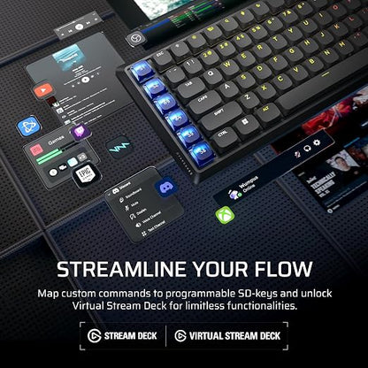Corsair Vanguard AIR 99 Wireless Low-Profile Optical-Mechanical RGB Gaming Keyboard – QWERTY US, 99% Layout, OPX Switches, 8000Hz Hyper-Polling, Stream Deck Integration, Flashtap SOCD – Black