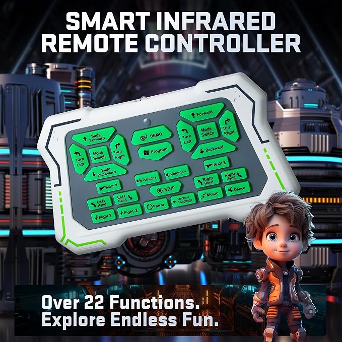 BEZGAR TR300 Robot Toys for Kids - Smart Programmable, Dancing Remote Control Emo Robot with 22 Actions, Supporting 78 Changing Expression, for Kids, 3 4 5 6 7 8 Year Old Boy Birthday