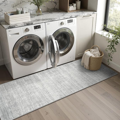 Valenrug Washable Rugs 2x5 - Stain Resistant 2x5 Area Rugs for Living Room, Non Slip Backing Large Area Rugs for Bedroom, Folable Machine Washable Area Rug (2'x5', Grey)