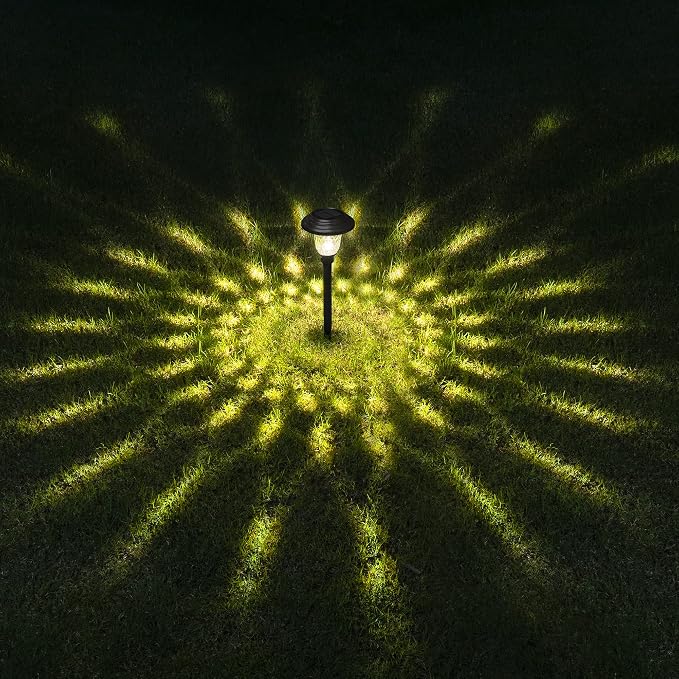 GIGALUMI 8 Pack Solar Pathway Lights, Solar Garden Lights Outdoor Warm White, Waterproof Led Path Lights for Yard, Patio, Landscape, Walkway (Black)