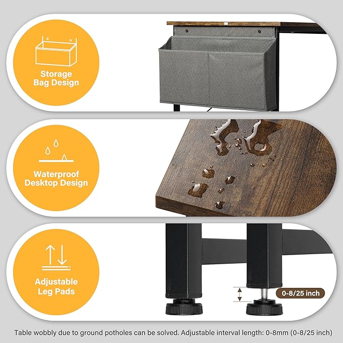 YSSOA 40/47 Inch Computer, Modern Simple Style Home Office, Study Student Writing, Vintage Wooden Desk, 40 Inch, Brown