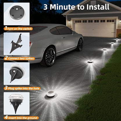 VOLISUN Solar Ground Lights Outdoor, 3 Pack Flat Solar Powered Disc Lights, IP68 Waterproof White