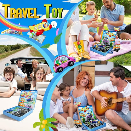 40PCS Mini Magnetic Tiles – City Road Building Blocks Set in Iron Case, Portable STEM Travel Toys for Toddlers, Quiet On-the-Go Activities & Preschool Learning for Kids