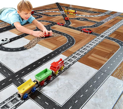 PlayTape Road Tape for Toy Cars - Sticks to Flat Surfaces, No Residue; 2-Pack of 30 ft. x 2 in. Asphalt Road