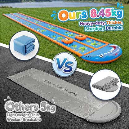 40×5.9FT Heavy Duty Slip and Slide with Sprinkler and 2 Boards, Water Slide for Adults with 3-Way Water Sprinkler, Giant Slip n Slide for Outdoor Backyard Lawn Kids Teens and Adults (Blue&Orange)