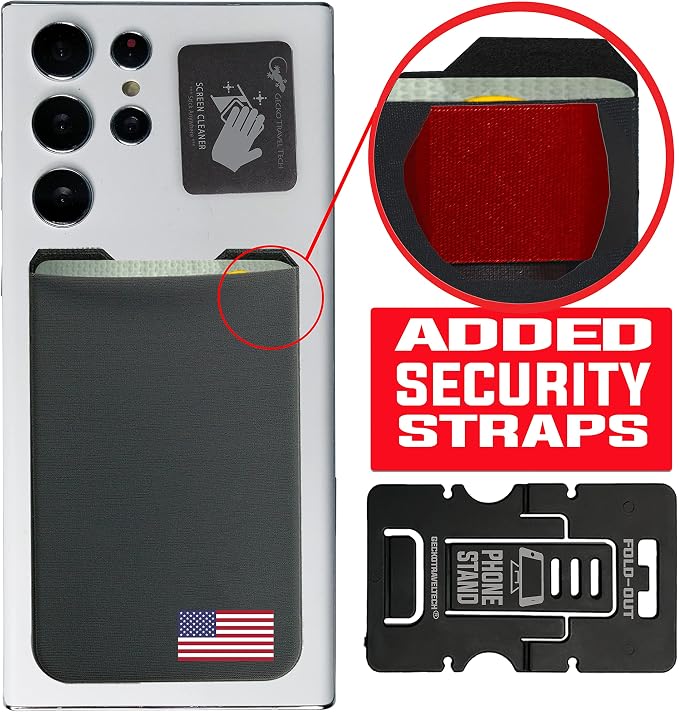 Phone Wallet - Adhesive Card Holder - Cell Phone Pouch - Stick on Lycra Pocket by Gecko - Carry Credit Cards and Cash