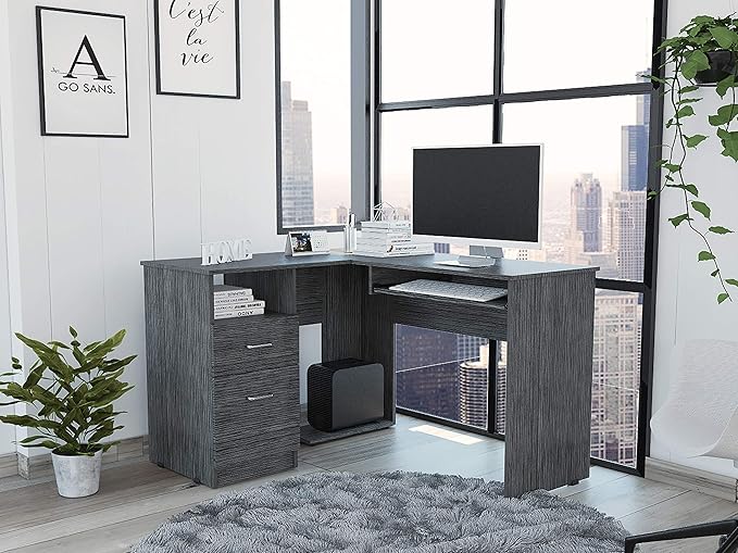 NicBex Kimberly-DW-00012-LWJ Home Office Desks, 47.2"x41.3"x47.2", Gray
