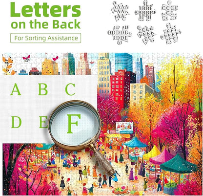 Puzzles for Adults 1000 Pieces, Autumn Market Impossible Hard Difficult Challenging Puzzles for Adults, Street View Jigsaw Puzzle for Family Games Gift, 27.5 x 19.7 inch