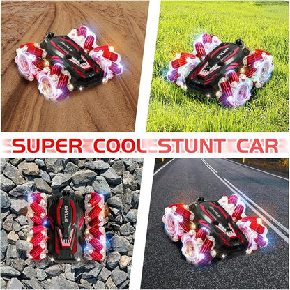 Gesture Sensing RC Stunt Car, 4WD Remote Control Cars, Cool Lighting and Music, Double-Sided Rotating Off-Road Vehicle 360° Flipping Car, Present for Boys and Girls Aged 6-12
