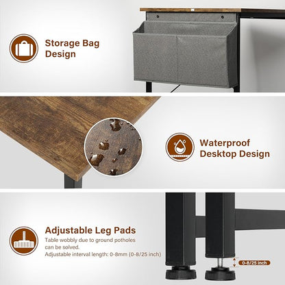 Small Space Writing Desk with Headphone Hooks, Modern Simple Design, Suitable for Study, Home Office and Living Room