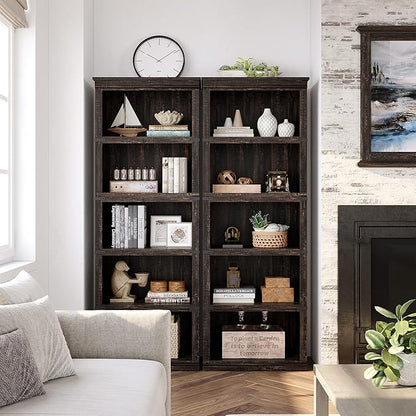 GAOMON 5 Tier Bookcase, Farmhouse Book shelf with Storage Open Display Bookshelves, 67.4" Tall Book Case Wooden 5 Shelf Bookcase Home Decor Furniture for Home Office, Living Room, Bed Room - Oak