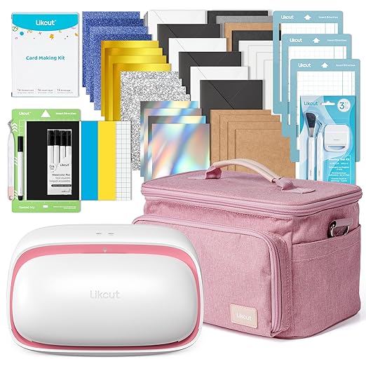 Likcut Vinyl Cutter Machine Cardstock Creator Bundle with Carrying Case & Accessories - Create a Sticker Machine, Portable Vinyl Printer for HTV, Cardstock and Creative DIY Joy