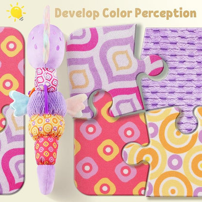 LIGHTDESIRE Baby Toys Musical Seahorse Sensory Infant Toys 0-6-12 Months | Stuffed Animals with Mirror|Crinkle|Rattle Baby Teething Toys Tummy Time for Newborn Boys Girls Shower Birthday Gifts