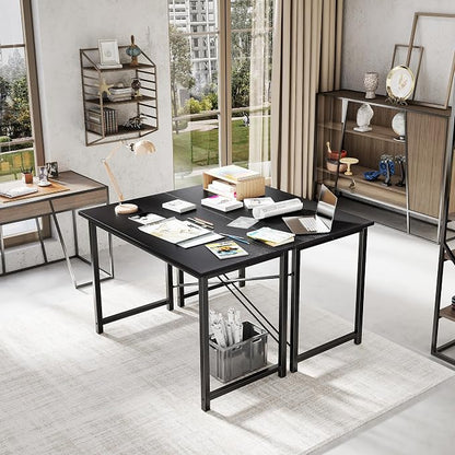 OLIXIS 47 Inch Computer Office Desk for Small Spaces, Writing Gaming Work Desk Modern Study Table with Storage Bag & Headphone Hook Home Bedroom, Black | Computer Writing Workstation, Strong Metal Frame, Small Spaces Home Bedroom Dorm, Black