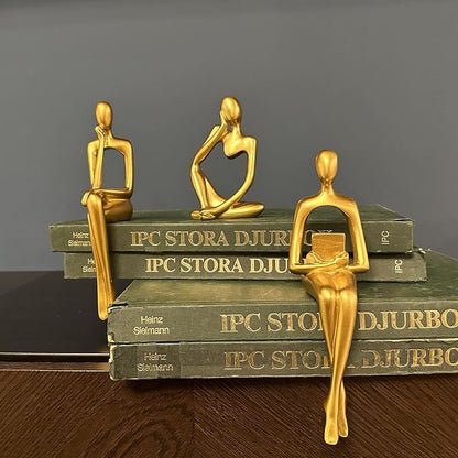 Prettidecor Gold Home Decor Thinker Statue Accents, Set of 3 Thinker Sculptures Office Decor Modern Abstract Resin Decoration on Shelf Table Desk for Living Room Office Bedroom (Small Gold) | Home Decor Accents, Office Decor, Abstract Resin, For Living...