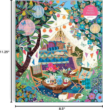 Galison Blooming Escape – 1000 Piece Jigsaw Puzzle Featuring Beautiful Artwork of A Luxurious Camp Scene