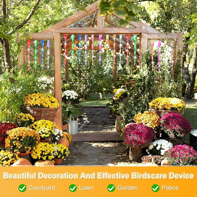 M METERXITY 16-Pack Bird Reflective Rods 11.5 Inch Spiral Bird Scare Rods Hanging Birds Deterrent Device for Yard/Patio/Garden/Farm/Decoration [Brown]