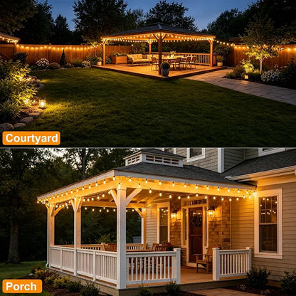 50FT Outdoor String Lights with Remote, Garden Patio Decor with 2500K Warm White, 25+1 LED Edison Bulbs, Support Timer Dimmable Waterproof Shatterproof for Yard Outside Porch Deck Indoor (24V)