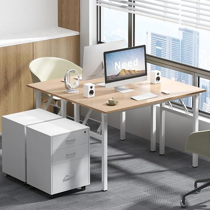 Need Office Computer Desk 39.3 Inch Sturdy Folding Laptop Table Pink Oak | White Frame Writing Gaming Work Table/Foldable Home Office Desk/Sewing Table, No Assembly Required
