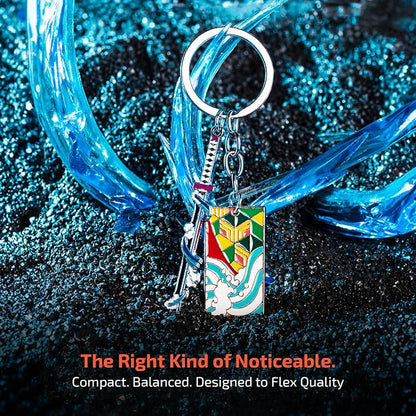 Demon Slayer Keychain, Anime Keychain with Sword & Charm Plate, Demon Slayer Merch & Gifts
