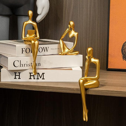 Prettidecor Gold Home Decor Thinker Statue Accents, Set of 3 Thinker Sculptures Office Decor Modern Abstract Resin Decoration on Shelf Table Desk for Living Room Office Bedroom (Small Gold) | Home Decor Accents, Office Decor, Abstract Resin, For Living...