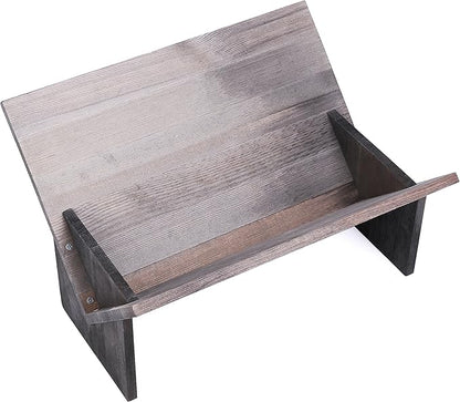 MyGift Rustic Barnwood Gray Desktop Bookcase with Tilted Design, Decorative Storage Organizer Display Bookshelf