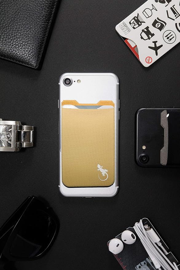 Phone Wallet - Adhesive Card Holder - Cell Phone Pouch - Stick on Lycra Pocket by Gecko - Carry Credit Cards and Cash