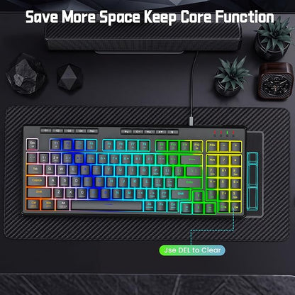 Redragon K517 Pro Wired Gaming Keyboard, RGB Backlit, Mechanical Feel 94 Keys Computer Keyboard with 4 Macro Keys, Number Pad, Anti-Ghosting, 4000mAh Battery for Win/MAC, PS4/5, Xbox