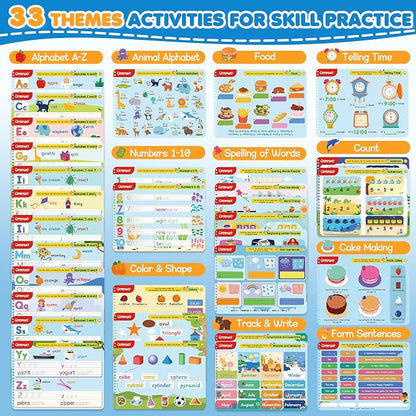 Preschool Learning Activities Kindergarten Workbooks, Toddler Alphabet Learning Educational Toys for 3 4 5 6 Year Old, Writing Practice Tracing Activity Books, Travel Toys,Learning Book Gifts for Kids