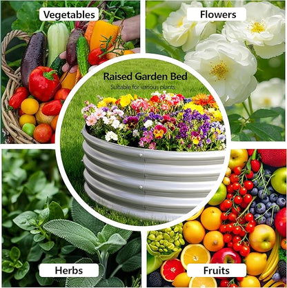 4x2x1FT Galvanized Raised Garden Bed Kit,Vegetable Boxes-Oval Metal Flower Box,Large Planter Raised Beds Outdoor Garden for Planting,Fruit,Herb-Silver