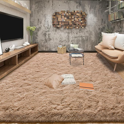 Tepook Super Soft Fluffy Rugs for Living Room, Shag 6x9 Area Rugs for Bedroom, Modern Shaggy Rug Fuzzy Carpets for Kids, Plush Indoor Nursery Home Decor Rug with Non-Slip Bottom, Beige