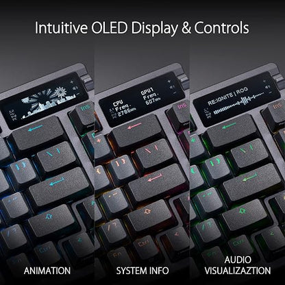 ASUS ROG Azoth Wireless Mechanical Gaming Keyboard – 75% TKL, Tri-Mode Connectivity, Hot Swappable Pre-lubed ROG NX Storm Clicky Switches, PBT Keycaps, RGB, OLED Display, PC/Mac Support - Black