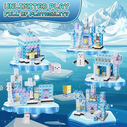 200 Pack Magnetic Blocks for Kids, STEM Construction Toys with Forest Theme | Creative Educational Games for Ages 3, 4, 5, 6, 7, 8, 9, 10 | Ideal Birthday for Boys & Girls (ICE, Count, 200)