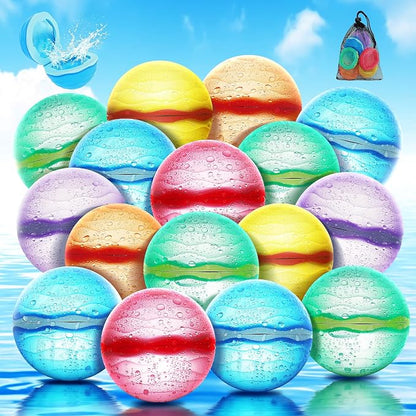 Reusable Water Balloons, Self-Sealing Refillable Magnetic Water Balls, Pool Beach Water Toys for Boys and Girls, Outdoor Summer Toys for Kids Ages 3+ (16 PCS)