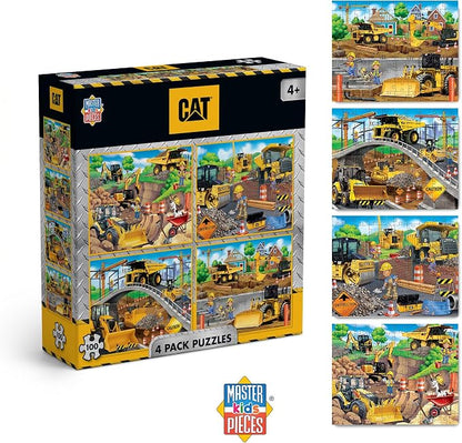 MasterPieces – Jigsaw Puzzle Set for Kids 6+ Years, 4-Pack of 100 Pieces, Educational and Fun Game, Caterpillar Collection, Gift Idea for Children, 8" x 10