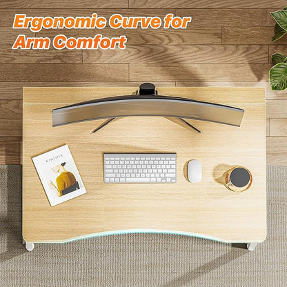 Huuger Folding Desk for Small Spaces, 31.5 Inch Foldable Computer Table, Easy Assembly, for Home Office, Study, Bedroom, Dorm, Space Saving, Small Writing Work Office Computer Desk, Oak