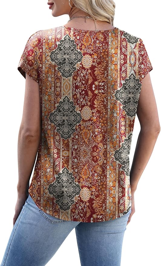 WIHOLL Womens Satin Summer Tops Cap Short Sleeve Blouses V Neck Shirts Business Casual Outfits Fashion Clothing 2026