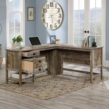 Sauder Cottage Road L-Desk, L: 65.12" x W: 58.66" x H: 29.76", Rustic Cedar finish