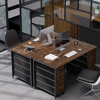 Pamray 47 Inch Computer Desk with 8 Fabric Drawers for Home Office Work | Ample Storage, Space-Saving, Suitable for Home Office Bedrooms Dorm Living Rooms for Study, Writing, Work