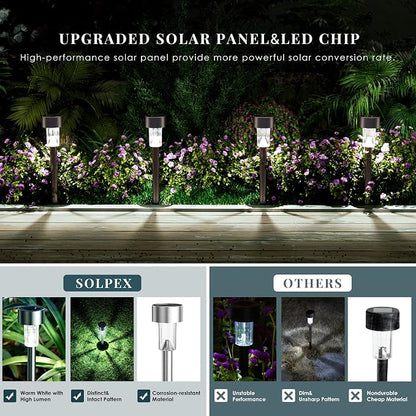 SOLPEX Solar Garden Lights Outdoor, 6 Color 12 Pack Stainless Steel Led Pathway Lights,Halloween/Christmas Solar Decorative，Christmas Decor for Patio, Lawn, Yard,Landscape and Walkway