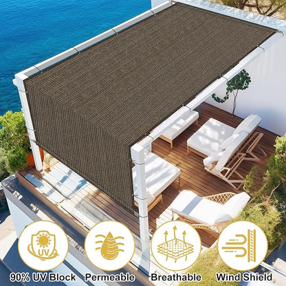 Shade&Beyond 6'x16' Pergola Shade Cover Canopy Replacement Cover, Mocha | 200GSM HDPE Privacy Shade Screen Panel with Weighted Rods & Grommets, 90% UV Block Outdoor Sun Shade Cloth for Patio Porch
