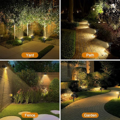 LANSOW Solar Spot Lights Outdoor, [8 Pack/76 LED] 2-in-1 Solar Landscape Spotlights, 3 Modes IP65 Waterproof Dusk to Dawn Solar Powered Flood Wall Lights for Outside Yard Garden Pathway(Warm White)